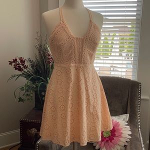 Light peach summer dress Sz M Cotton/Polyester EUC